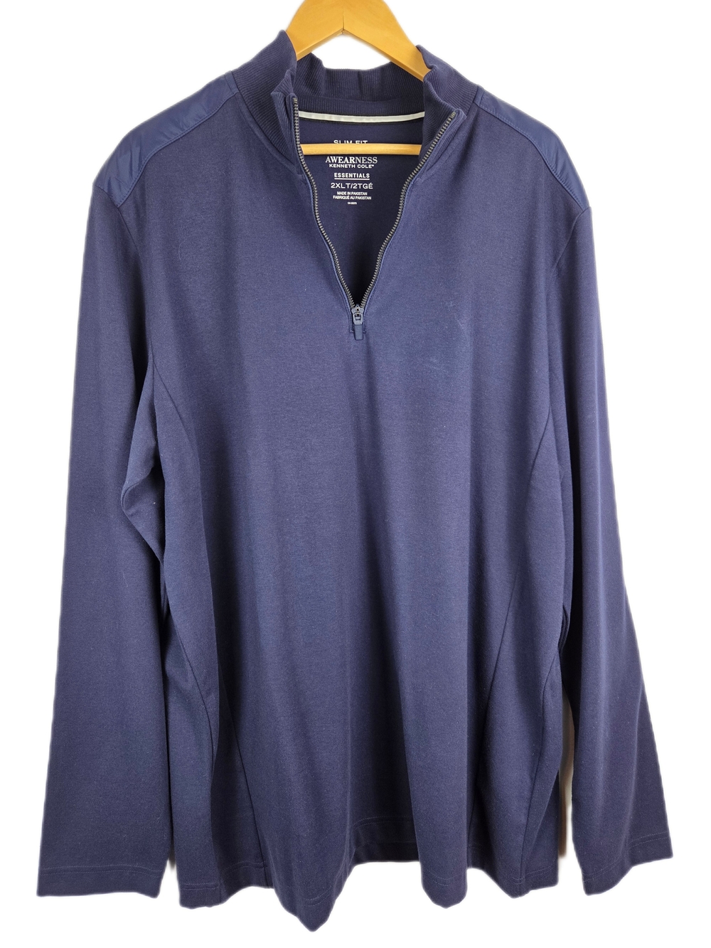 Awearness Kenneth Cole Essentials Navy Blue Half-Zip Pullover Sweater